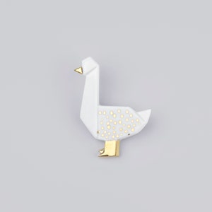PORCELAIN  BROOCH DUCK/Porcelain brooch/Gold duck/Origami pin/Origami brooch/Porcelain pin/Origami duck/Japaneese origami/Japaneese gift