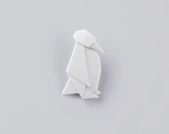 PORCELAIN  BROOCH PENGUIN/Porcelain penguin/Porcelain origami/Origami pin/Origami brooch/Porcelain pin/Japaneese origami/Origami penguin