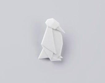 PORCELAIN  BROOCH PENGUIN/Porcelain origami/Origami pin/Origami brooch/Porcelain pin/Japaneese origami/Japaneese gift/Origamipenguin