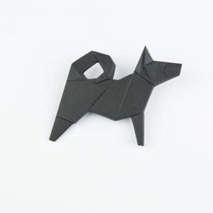 PORCELAIN  BROOCH DOG/Black porcelain/Porcelain origami/Origami pin/Origami brooch/Porcelain pin/Japaneese origami/Porcelain dog