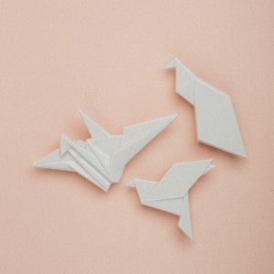 PORCELAIN BROOCH CRANE/Origami porcelain crane/Origami bird brooch/Ceramic origami brooch bird/Origami crane/Japaneese crane origami pin image 9