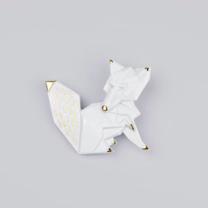 PORCELAIN  BROOCH FOX/Porcelain origami/Origami gold pin/Origami brooch/Porcelain pin/Origami fox/Japaneese origami/Japaneese gift