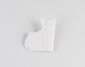 PORSELEINEN BROCHE KAT/Porseleinen origami/origamispeld/Origami broche/Porseleinen speld/Origami varken/Japanse origami/Japans cadeau