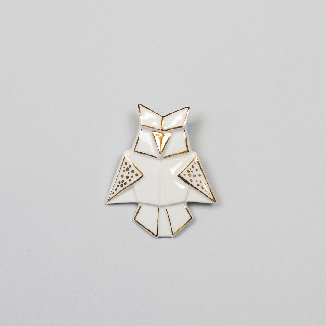 PORCELAIN BROOCH Owl/origami Owl Brooch/origami Pin/ceramic - Etsy