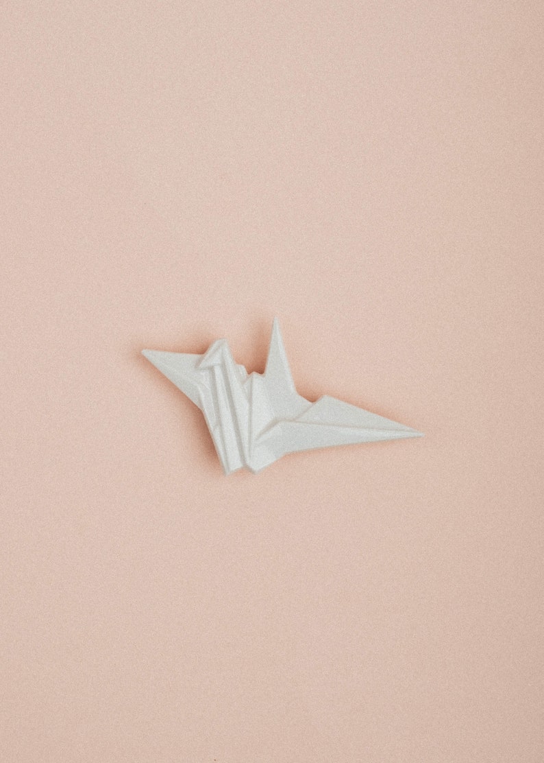 PORCELAIN BROOCH CRANE/Origami porcelain crane/Origami bird brooch/Ceramic origami brooch bird/Origami crane/Japaneese crane origami pin image 8