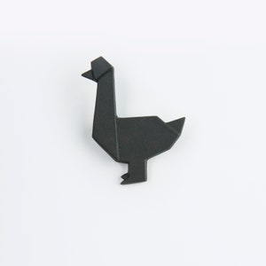 PORCELAIN  BROOCH DUCK/Black porcelain/Porcelain origami/Origami pin/Origami brooch/Porcelain pin/Japaneese origami/Origami duck