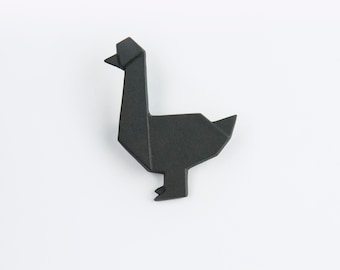PORSELEINEN BROCHE EEND/Zwart porselein/Porseleinen origami/Origamispeld/Origamibroche/Porseleinen speld/Japanse origami/Origami-eend