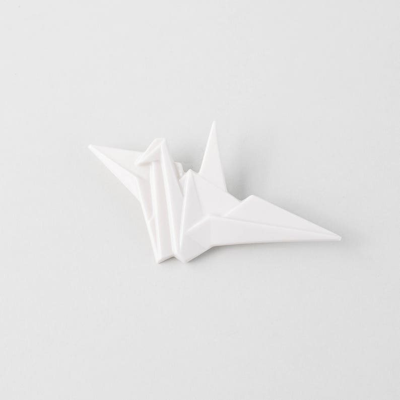 PORCELAIN BROOCH CRANE/Origami porcelain crane/Origami bird brooch/Ceramic origami brooch bird/Origami crane/Japaneese crane origami pin image 2