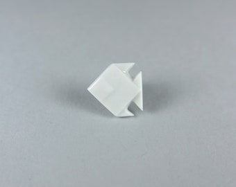 FISH MEDIUM PIN/Porcelain origami pin/Origami lapel pin button/Porcelain fish lapel pin/Origami fish pin/Men lapel pin/Fish lapel pin