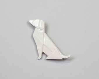 PORCELAIN BROOCH DOG/Porcelain origami/Origami pin/Origami brooch/For dog lovers/Porcelain dog/Origami dog/Dog lovers gift/Dog pin