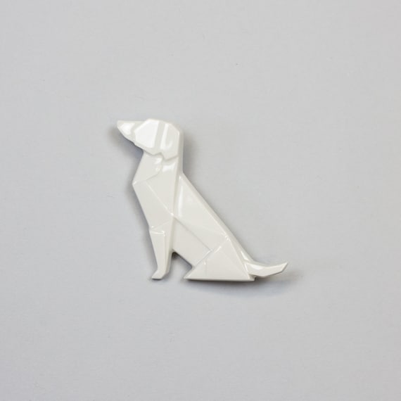 PORCELAIN BROOCH DOG/Porcelain origami/Origami pin/Origami brooch/For dog lovers/Porcelain dog/Origami dog/Dog lovers gift/Dog pin