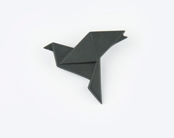 PORCELAIN  BROOCH DOVE/Black porcelain/Porcelain origami/Origami pin/Origami brooch/Porcelain pin/Japaneese origami/Origami dove