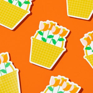 Flower Basket Sticker: Perfect for Laptops, Journals and Water Bottles - Vibrant and Water-Resistant