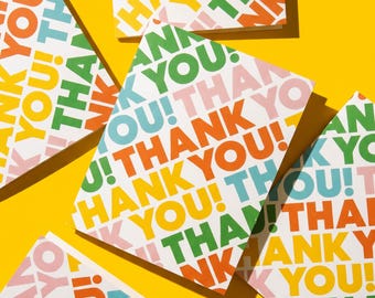 Bold Thank You Card – Colorful Design on Recycled Cardstock – Appreciation or Gratitude Note