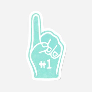 Foam Finger Sticker: #1 Fan Vinyl Decal for Laptops, Water Bottles