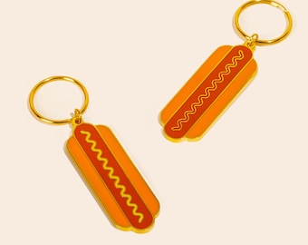 Hot Dog Keychain with Ketchup or Mustard –Fun BBQ Accessory