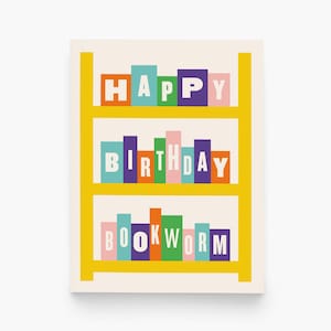 Bookworm Birthday Card – Book Lover Gift, Funny Reader Greeting Card, Library-Themed, Avid Reader