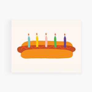 Funny Birthday Card – Hot Dog Cake – BBQ Greeting for Him or Her