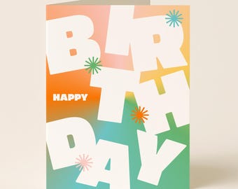 Bright and Colorful Happy Birthday Greeting Card - Fun Design to Celebrate Any Age