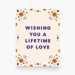 Wishing You a Lifetime of Love - Wedding or Anniversary Card - Colorful Heartfelt Greeting for Couples