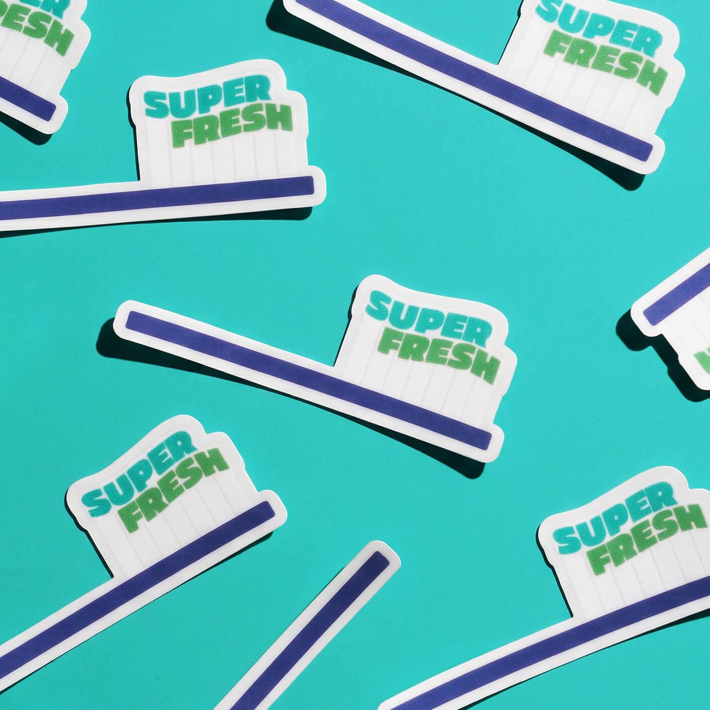 Toothbrush Printable Stickers Super Fresh Toothbrush Sticker - Fun and Durable Clear Sticker - Etsy