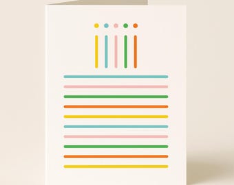 Colorful Birthday Card – Modern Cake Design for Fun Celebrations