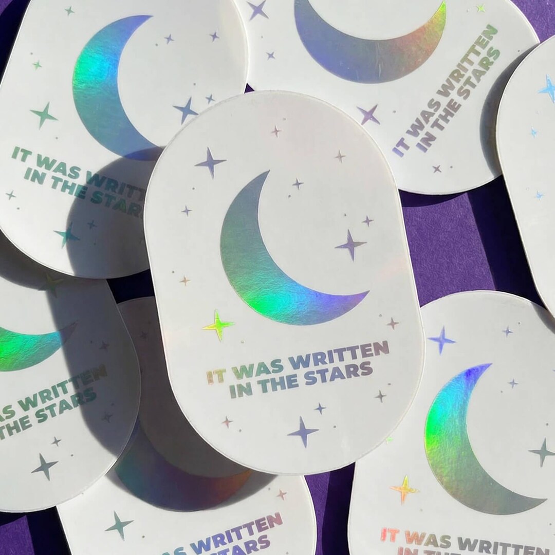 Holographic Moon & Stars Sticker: 