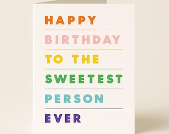 Sweet Birthday Card: Rainbow Typography, Colorful Greeting
