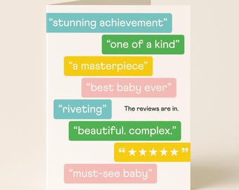 Baby Reviews Greeting Card - Funny New Baby Card