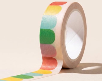Rainbow Washi Tape – Scallop Pattern – 15mm Matte Paper