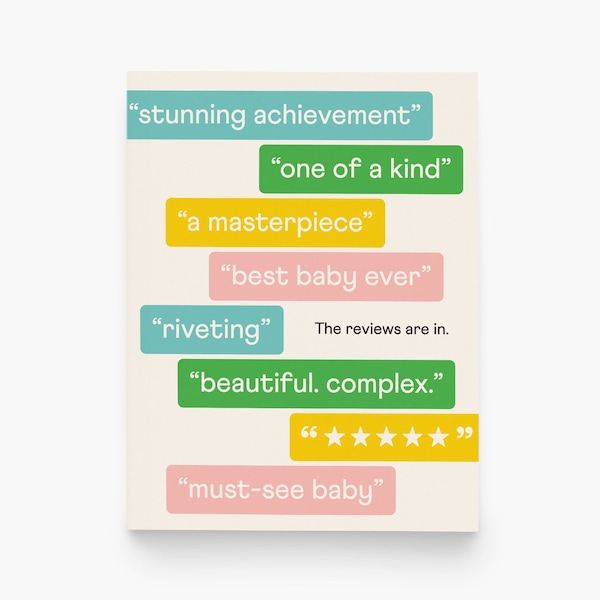 Baby Reviews New Baby Greeting Card - Cute and Funny Card for Celebrating a New Baby - Perfect for Baby Showers