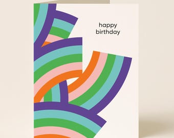 Birthday Rainbow Curves Greeting Card