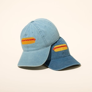 Hot Dog Hat – 100% Cotton Denim Dad Cap – Embroidered Ketchup Or Mustard