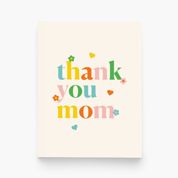 Thank You Mom Greeting Card: Colorful Floral Design