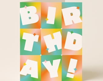 Colorful Gradient Blocks Design Birthday Card