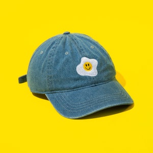 Fried Egg Embroidered Denim Hat: Funny Foodie Gift