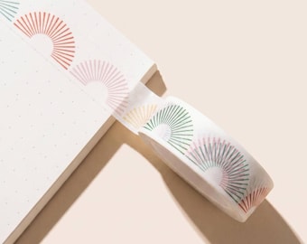 Rainbow Washi Tape Roll – Colorful Geometric Sunburst Design for Journals