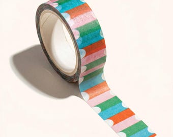 Colorful Stripes Washi Tape - 15mm x 10m - Paper Tape - Scrapbooking, Journaling, and Crafts