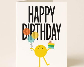 Happy Birthday Card – Todd with Balloons and Cake