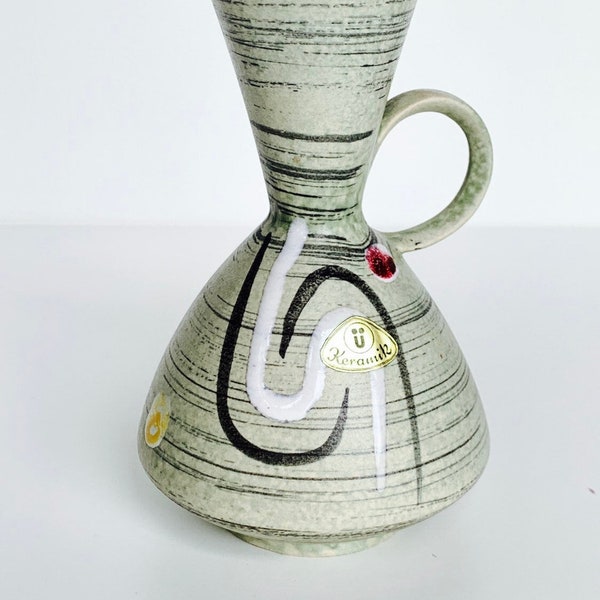 RESERVED Ü-Keramik 483/14 midcentury modern pitcher/handled vase from the 60s, WGP, Germany