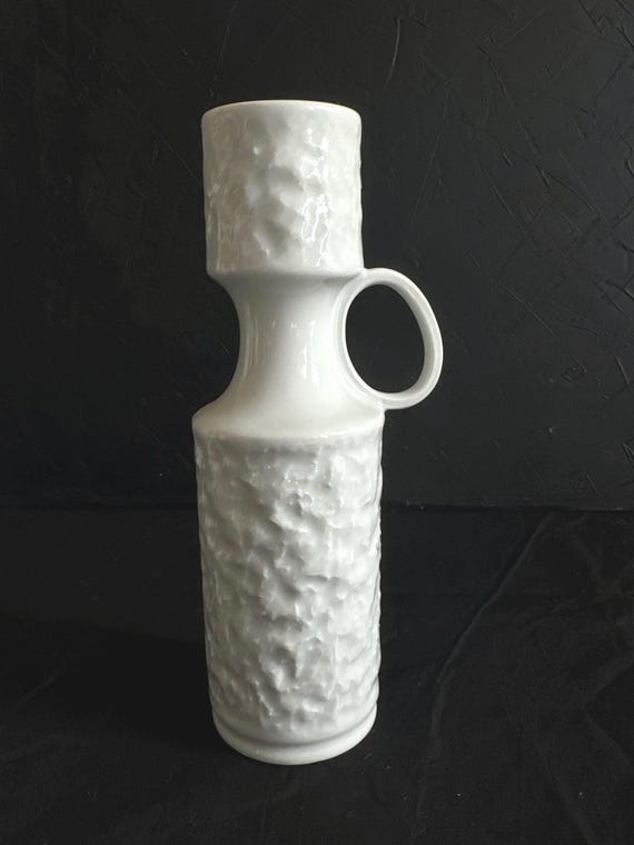 ヴィンテージ ドイツ白磁花瓶 ミッドセンチュリー陶器 フラワーベース18.5cm ヴィンテージ ドイツ白磁花瓶 ミッドセンチュリー陶器 フラワーベース