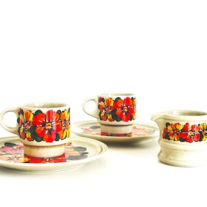 Vintage Funky Flower Power Stoneware Breakfast Set - German 1970s Design