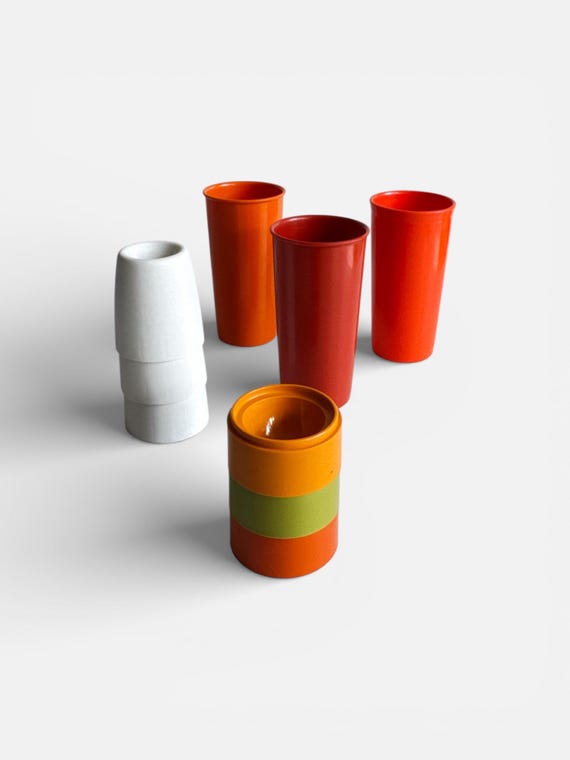 Vintage 1970er Jahre Tupperware Eierbecher: Retro Color Block Küchen Dekor