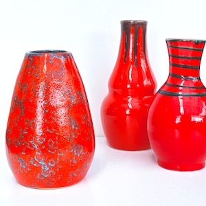 Red/Green running glaze  vase space age/mid century modern vase by Kerámia Iparművész, Hungary