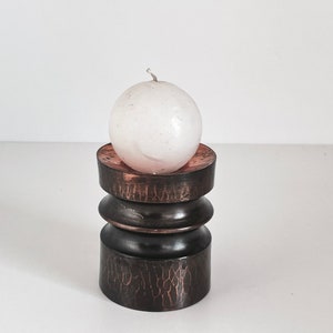 Brutalist red copper  candleholder  | midcentury modern minimalist