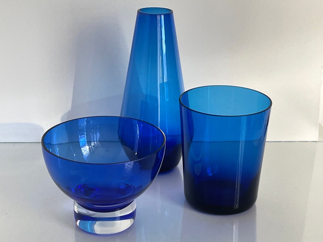 Scandinavian Design Mid Century Modern Cobalt Blue Glass Vases Made in ...