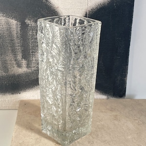 Vintage GOEBEL Charlottenhütte Ice Glass Vase – Mid-Century Modern Textured Design, 1960s