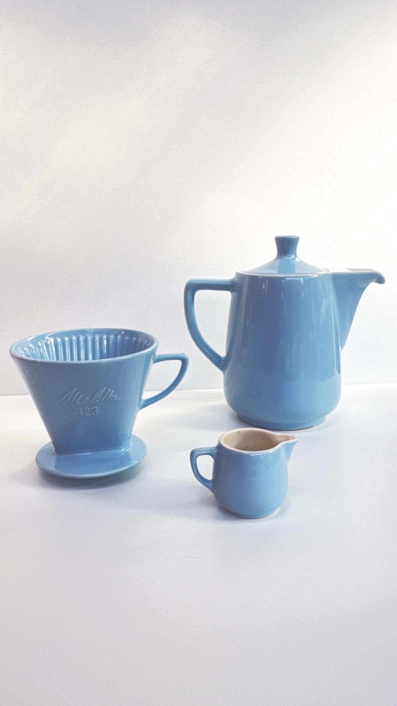 Vintage Melitta Coffee Set – Pink & Blue Ceramic Drippers, Jugs