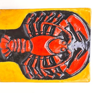 Handcrafted Mid-Century Modern Ceramic Lobster Tile - 1970s Hungarian Artistry