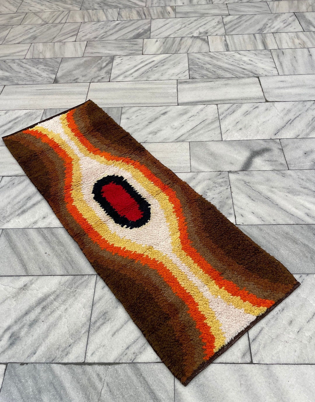 70s Rya Rug Vintage 70s Space Age Pop Art Wall Tapestry – Hungarian Rya Rug With ...